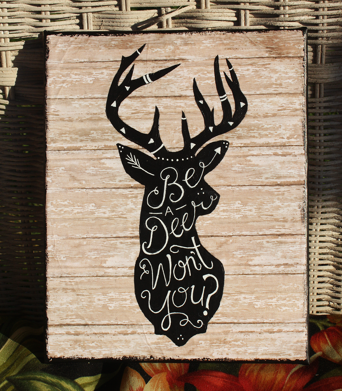 deer Silhouette buck be a dear puns wood painting   typography   Hunting acrylic