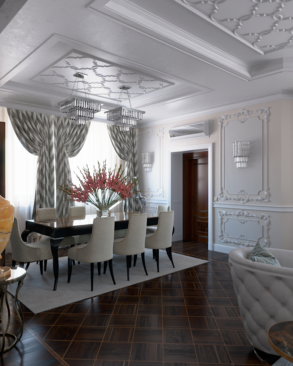 living room design-project Alexander Lysak Tatiana Lysak art-MIXER classic apartment marble fireplace parquet designer furniture Plaster moldings