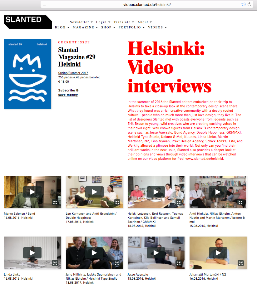 slanted slanted magazine Video interview magazine helsinki designer finland künstler Finnish