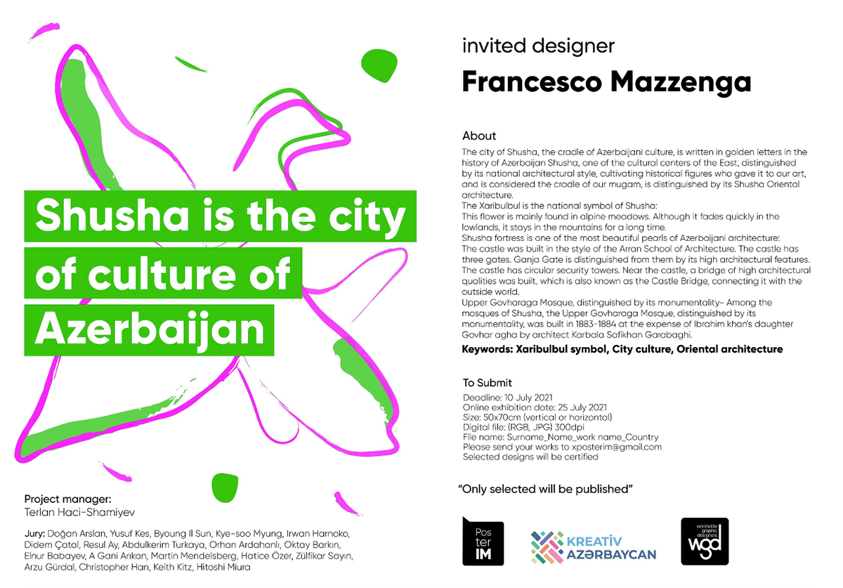 azerbaijan city of culture design Exhibition  Francesco Mazzenga graphic design  Poster Design Shusha
