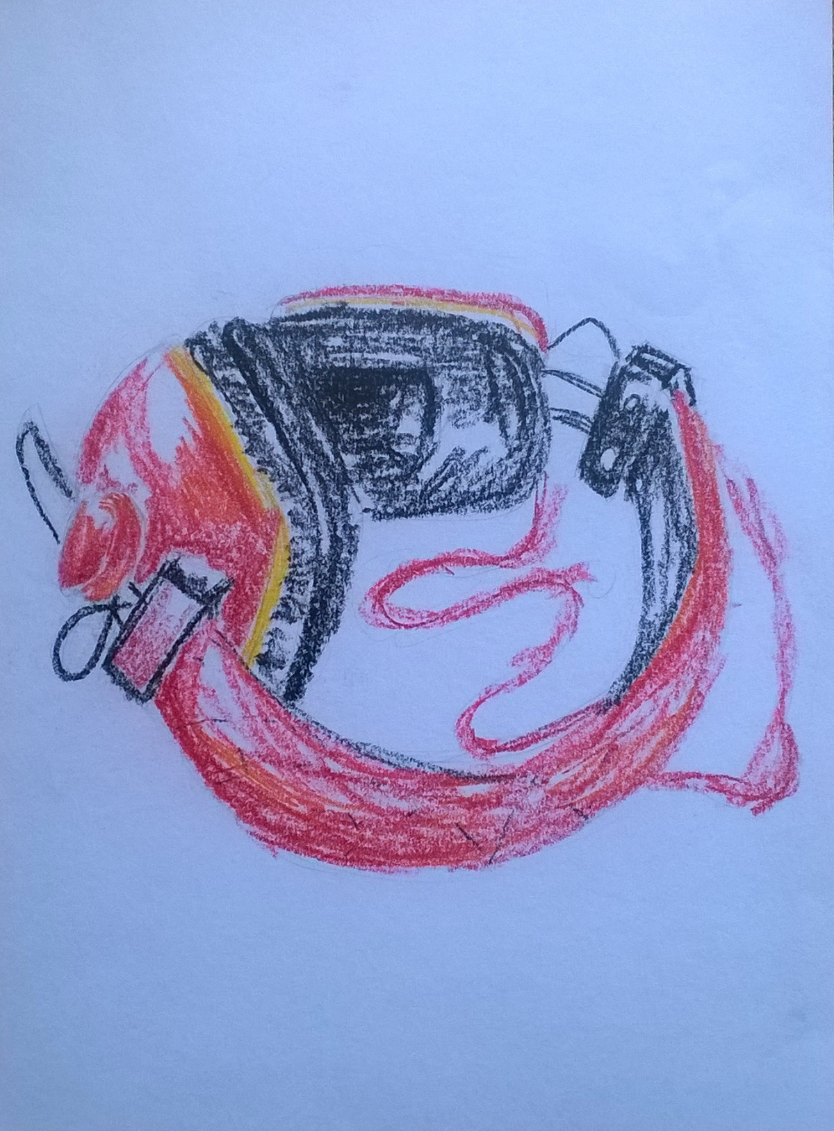 headphone headphones Budweiser red black charcoal watercolor ecoline colors color