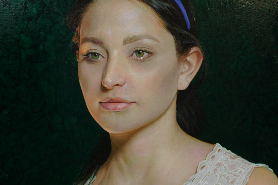 oil portrait girl panel hyperrealism photorealism figurative