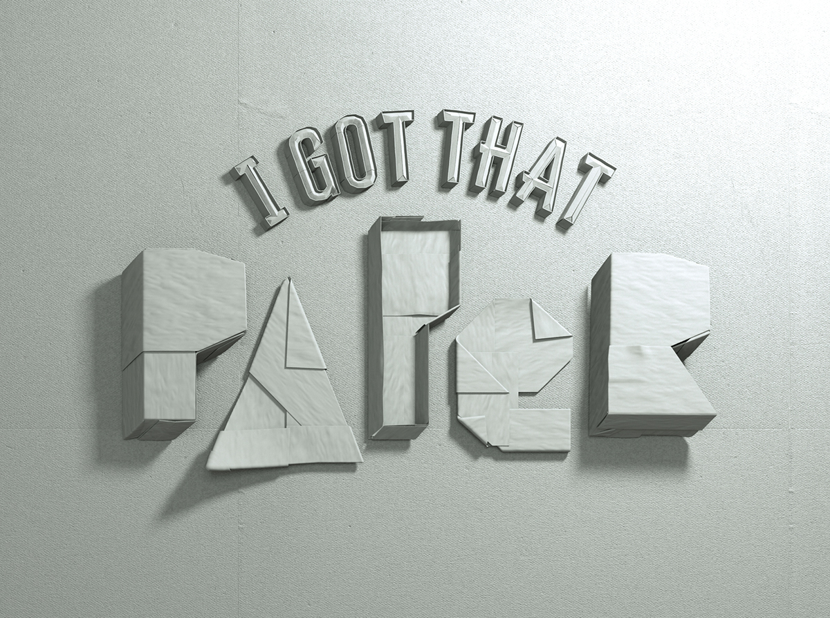 papercraft papercut CGI digitalart lettering