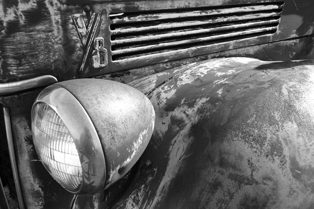 vintage rustic Nikon Route 66 black and white Cars