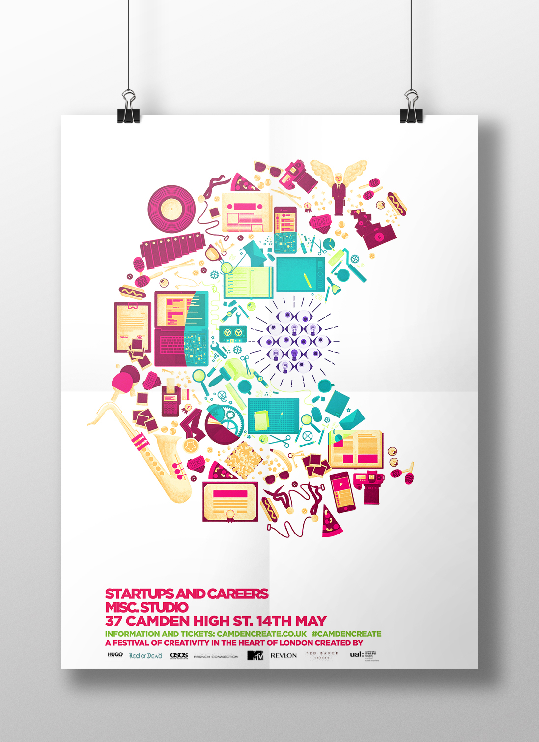 poster festival sprinkle cut view section vibrant bright camden Create Startup career London macbook iphone