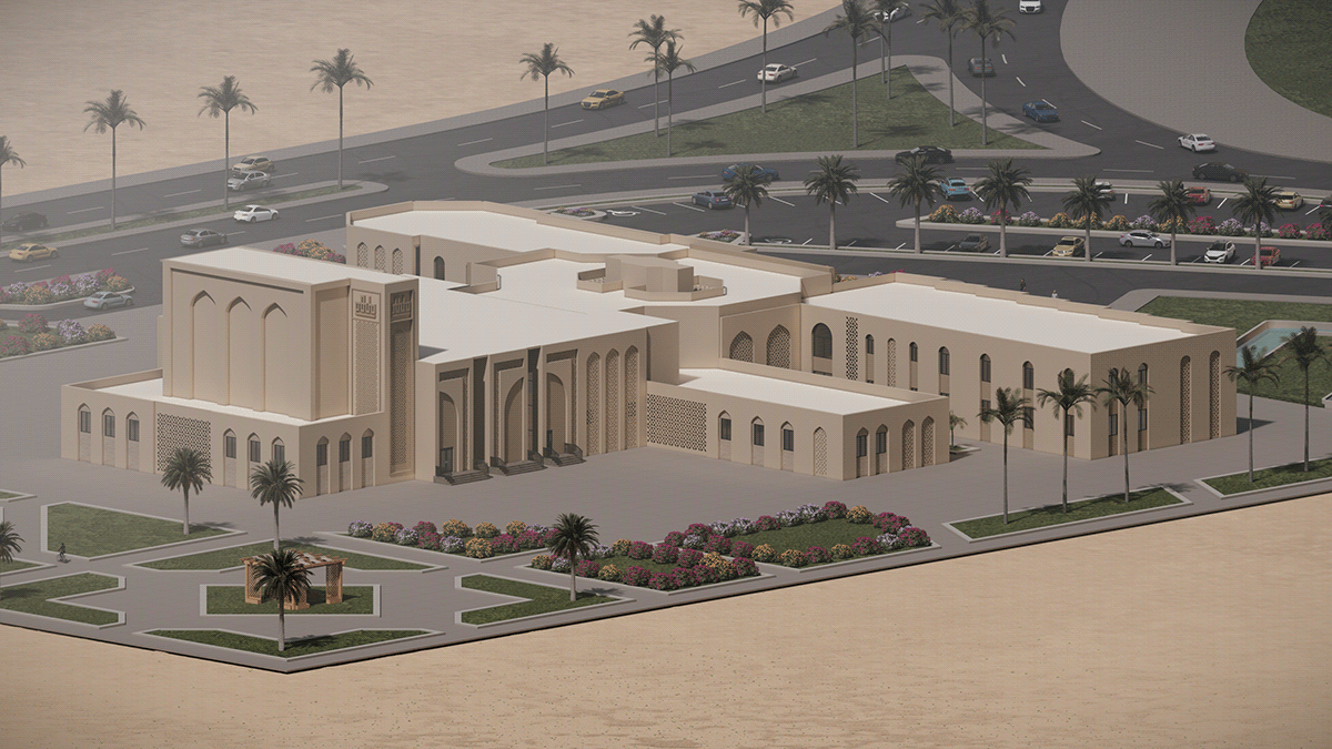 architecture architectural design Elevation exterior cultural center lumion visualization architectural Render Islamic Architecture