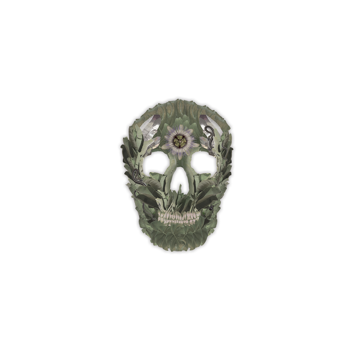 collage skull skulls jungle shaman textile hand dyed botany