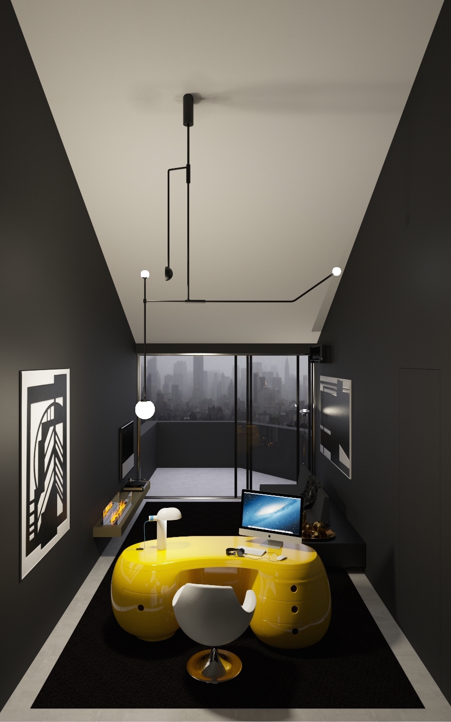 LOFT minimal apartment design Interior b&w bathroom modern concrete Marble luxury