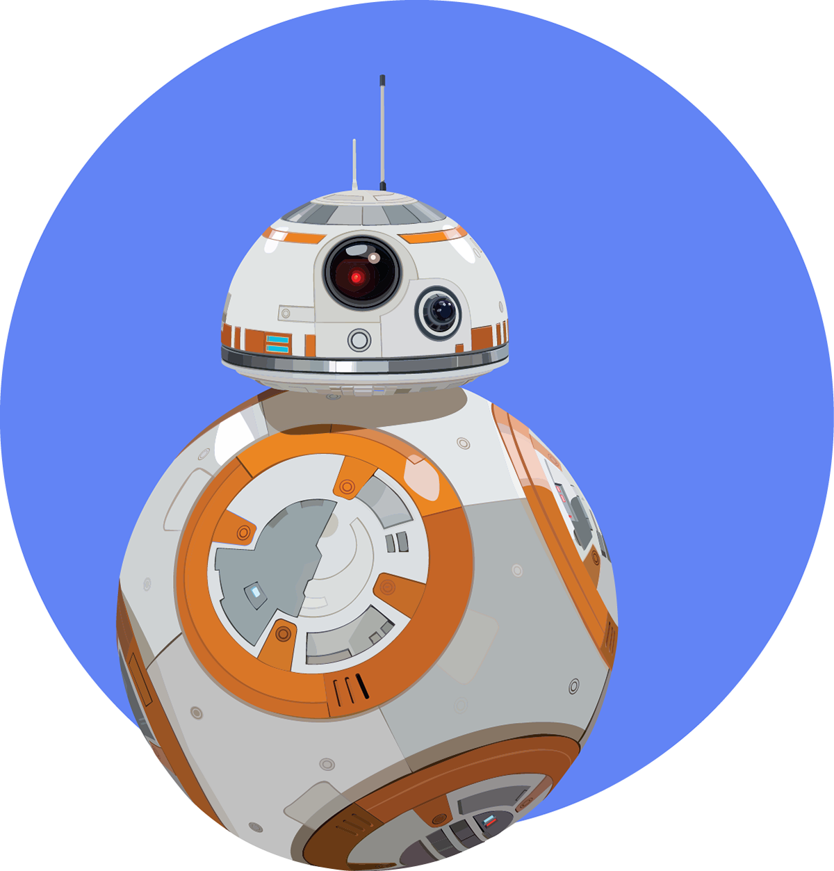 Digital artwork of BB-8, from Star Wars: The Force Awakens. 