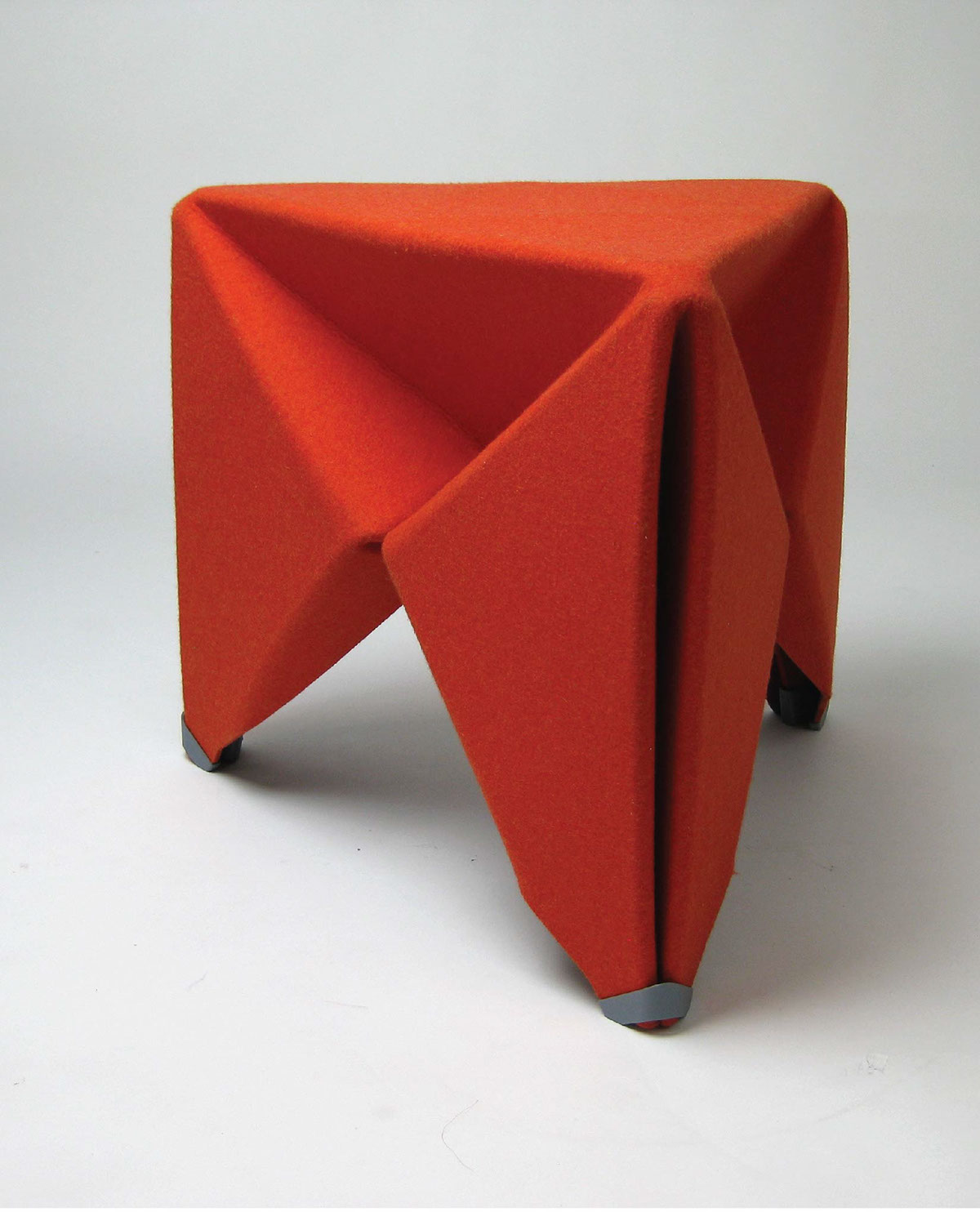 The morgan Felt folding stool felt design furniture folding origami  resin flat pack sketches sketching stool chair orange felt stool