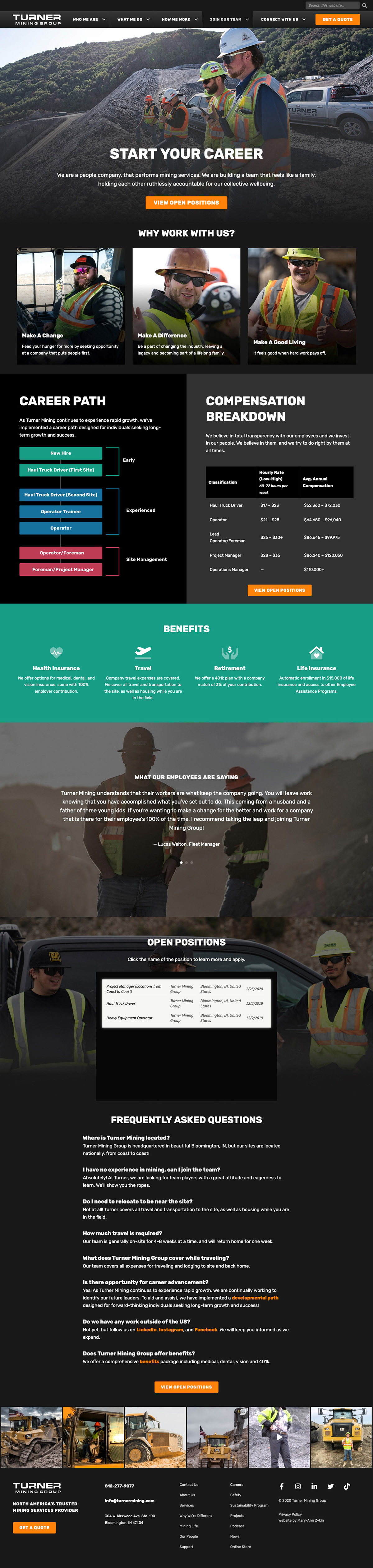 clean construction dark dark mode Heavy masculine Mining Web Design  Website wordpress