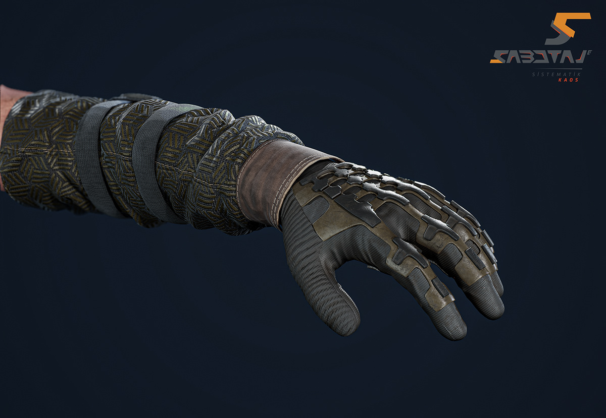 Character Model Digital Sculpting game model gloves ingame Low Poly male hand real time Real Time Render