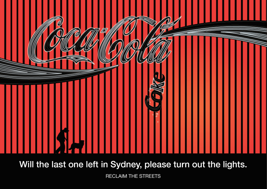 Coca Cola sydney Lockout reclaim the streets lights deserted