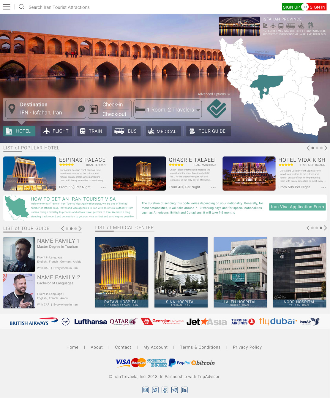 Travel Iran UI designer UI/UX ui design