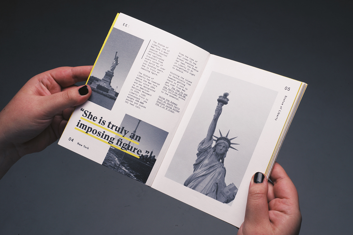 FMP final major project travel guide student New York nyc amsterdam barcelona colour Layout type