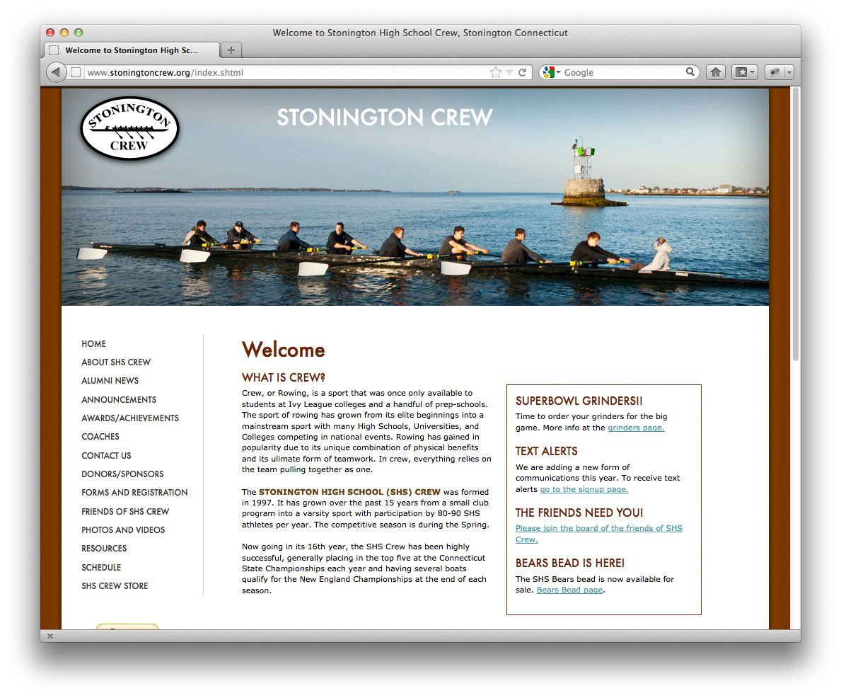 non-profit Web sports crew rowing public school pro bono Website
