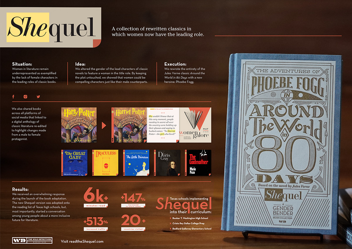 shequel Gender equality books cover femninist classics print redesign Cannes lions One Show