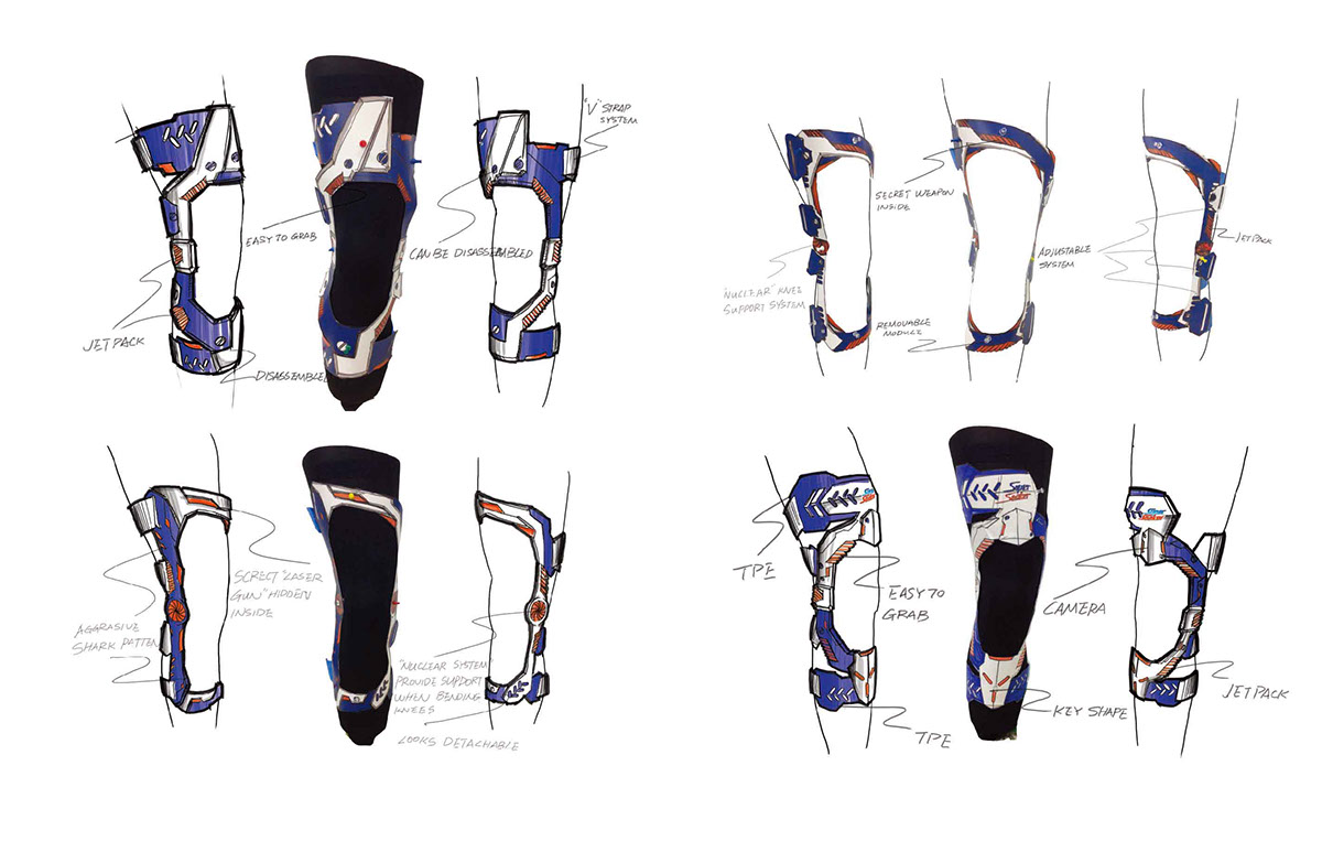 super soaker knee brace computer sketch Clay Model Alias 3D Modeling Brand Language