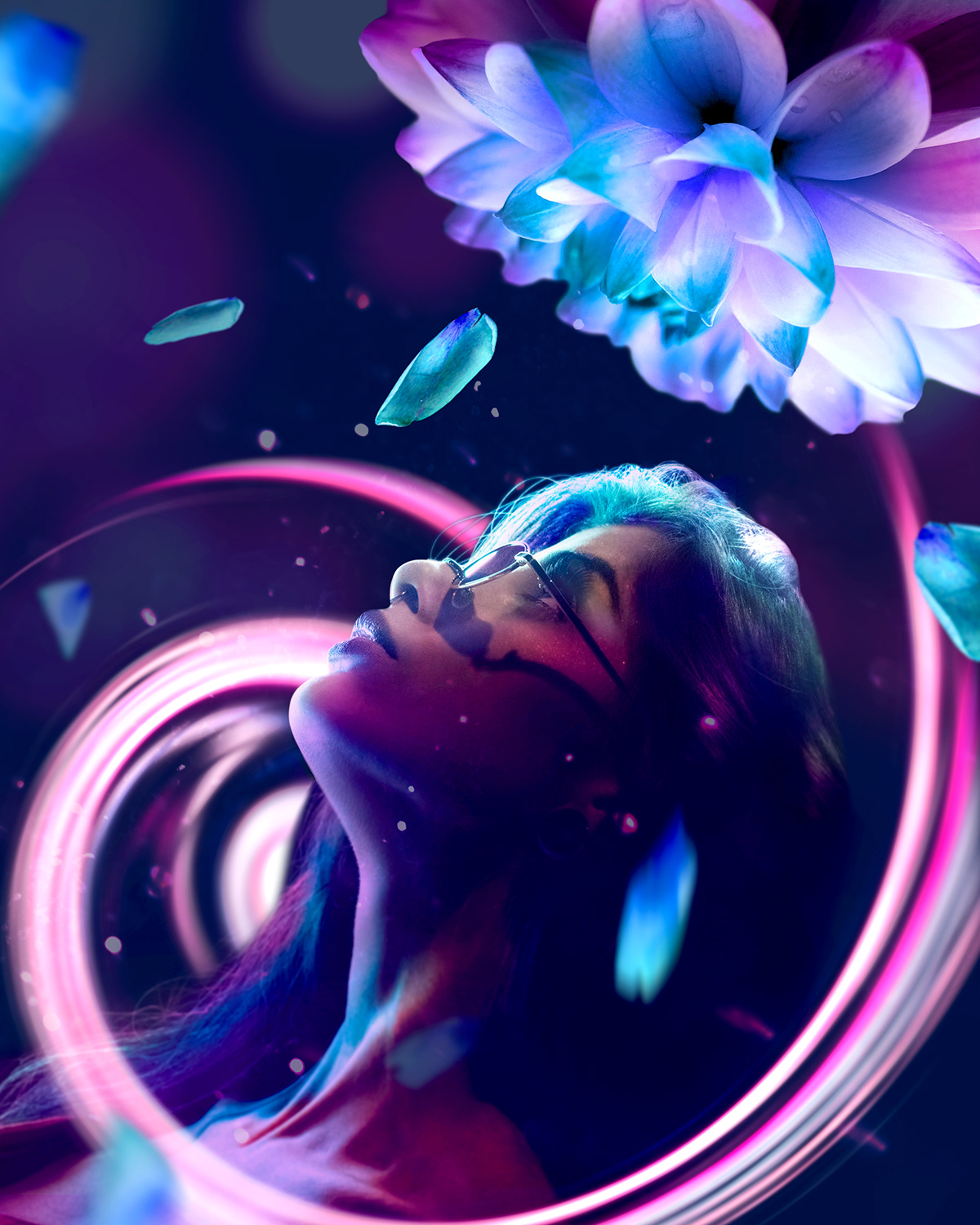 beautifulgirl conceptart creative digitalart Flora flower petals photomanipulation stare visualart