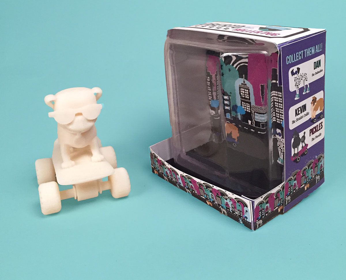 Pug toys keychain skateboard 3d printing packaging design prototype