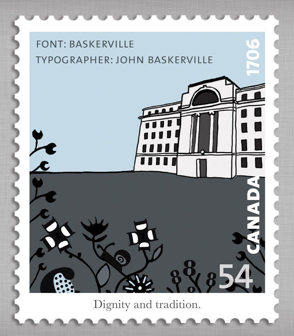 stamp  Stamps  typographer  Fonts  serif  vintage  retro pink Collection  canada post Baskerville  mrs eaves Garamond Caslon Typographers
