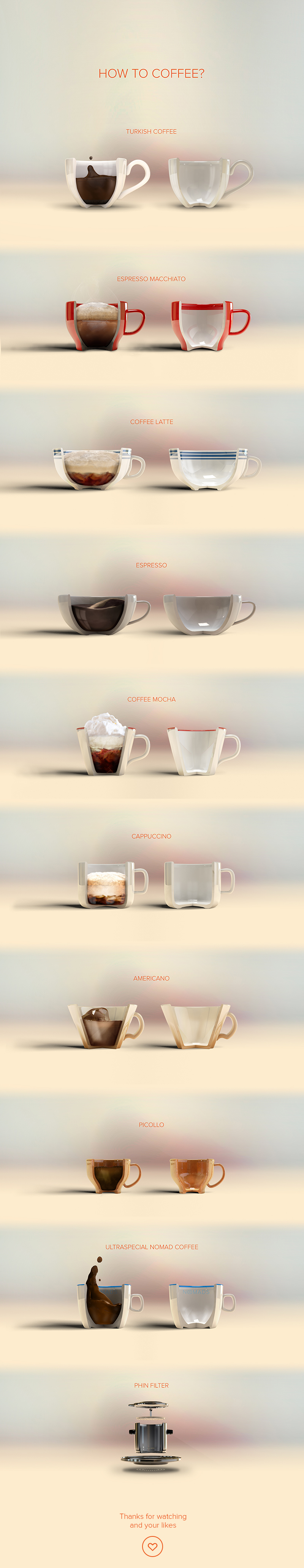 3D Coffee how to cups brew Nomad design