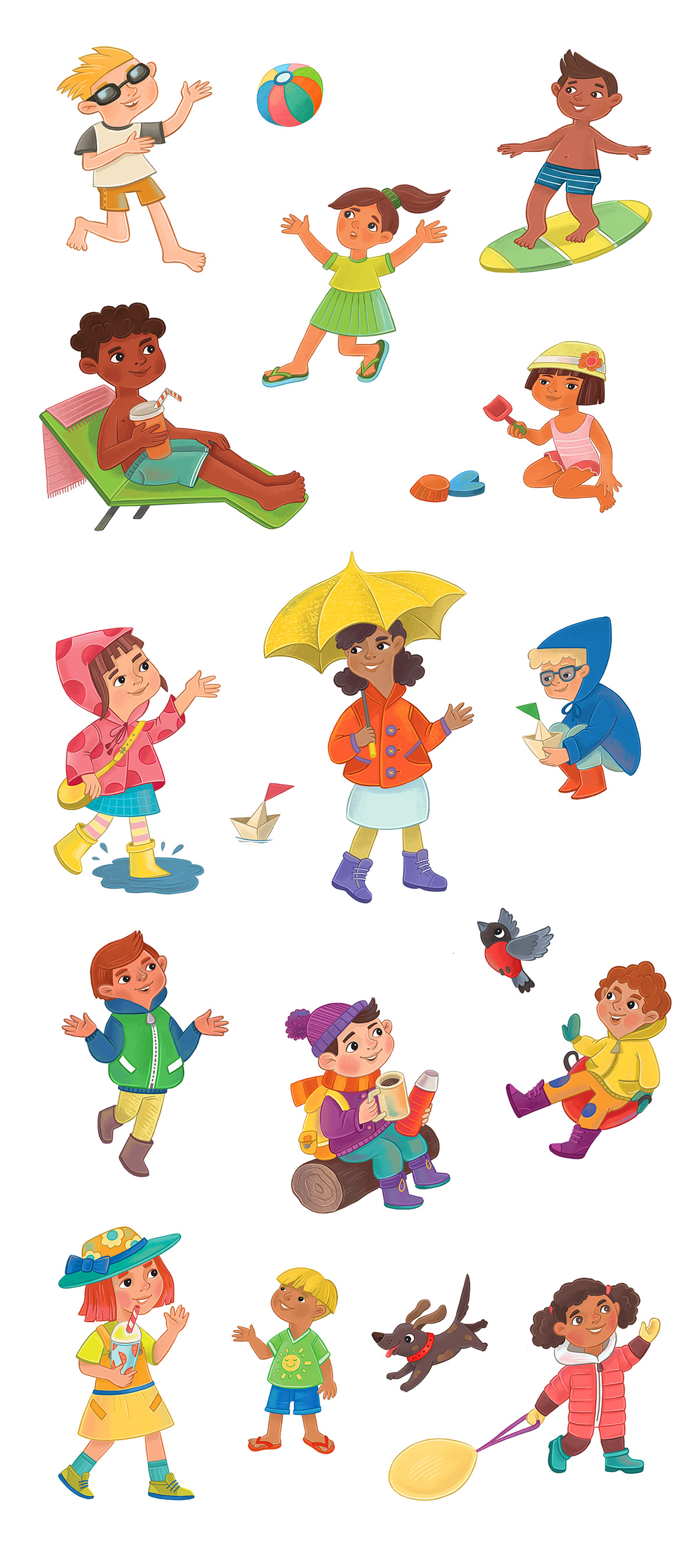 cartoon Character design  children children's book Digital Art  digital illustration ILLUSTRATION  Nature people seasons