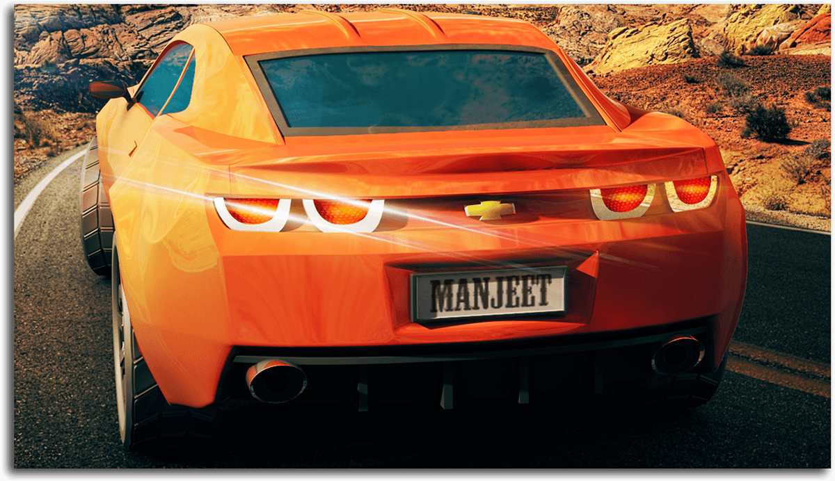 Chevrolet-Camaro 3D desert car 3ds max orange 3d car lighting modelling