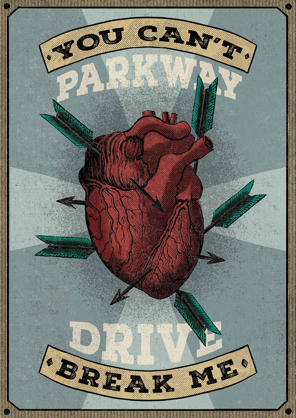 music poster parkway drive gig poster screen print collage digital vintage poster music design artwork design Graphic Designer design poster