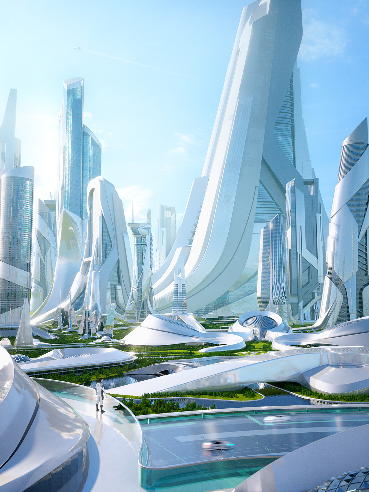 3d City CG City CGI design future city Futuristic city motion utopia