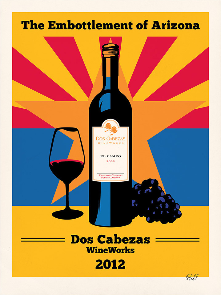poster postcard Phoenix Venice Palm Springs wine Retro Futurism