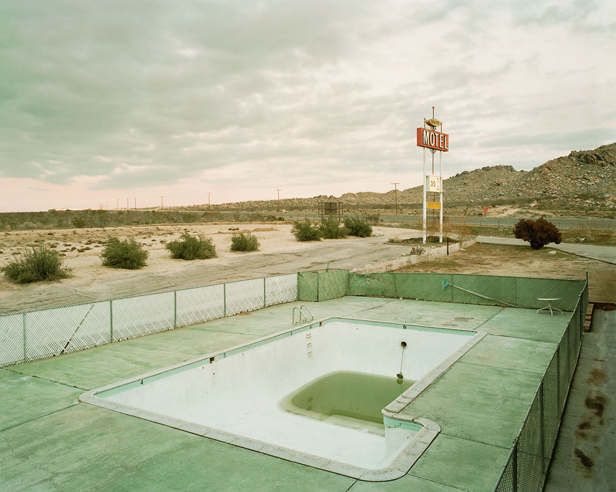 Landscape  pools  abandoned  Desert  motels  sunset