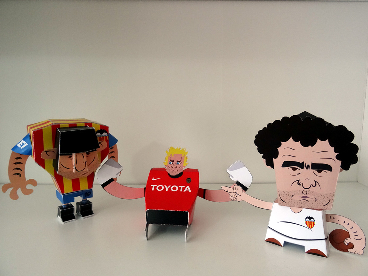 paper toy Character design  football Futbol valencia laliga soccer paper toy spain