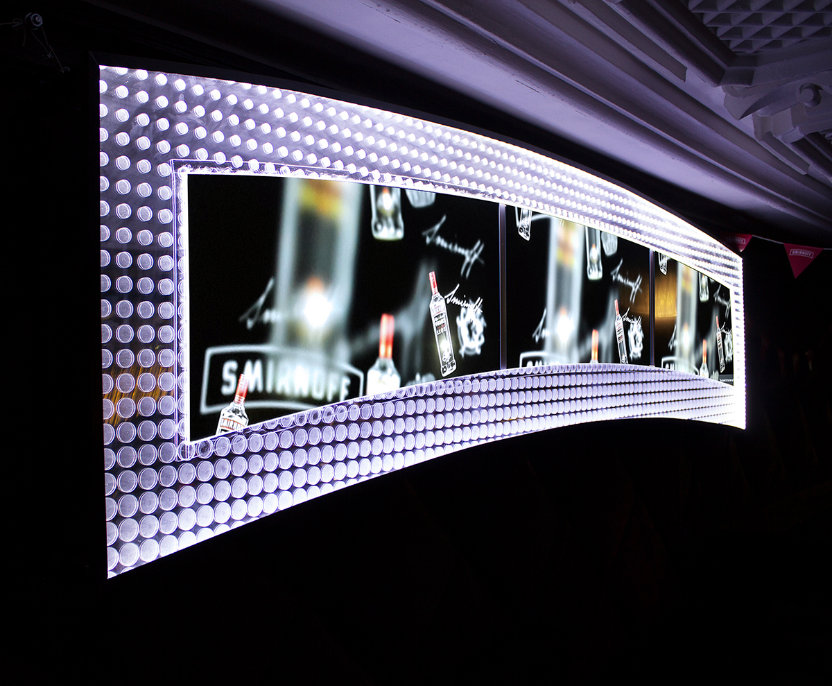 Smirnoff Display photo wall LED Display inerior advertising nightclub nightcubs interior