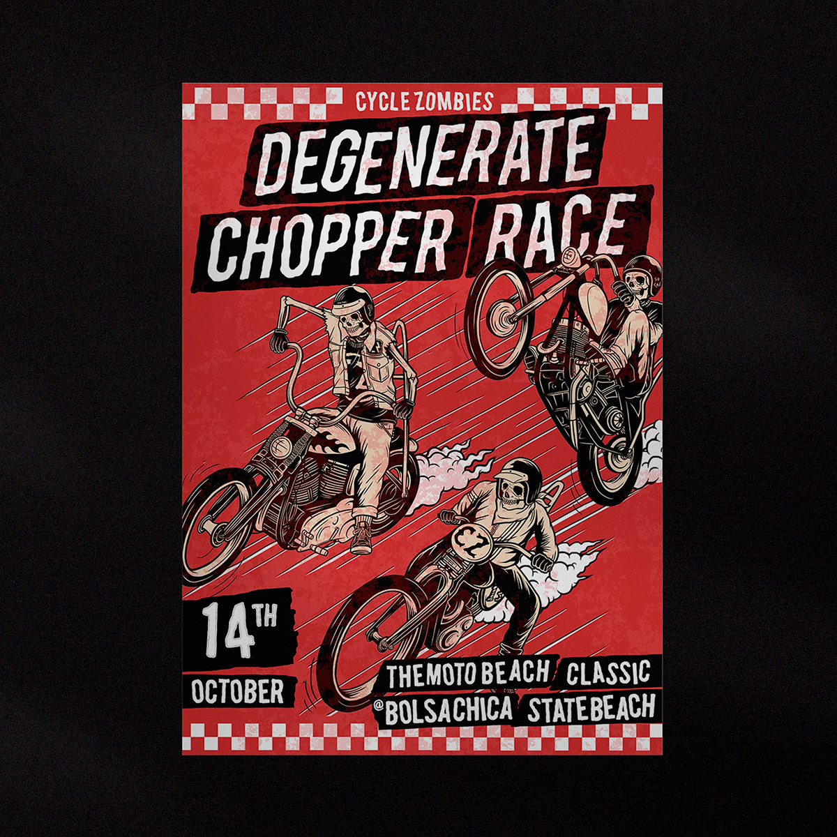 Poster Design California Harley-Davidson skull artwork choppers Cycle Zombies Harifadil Studio race poster