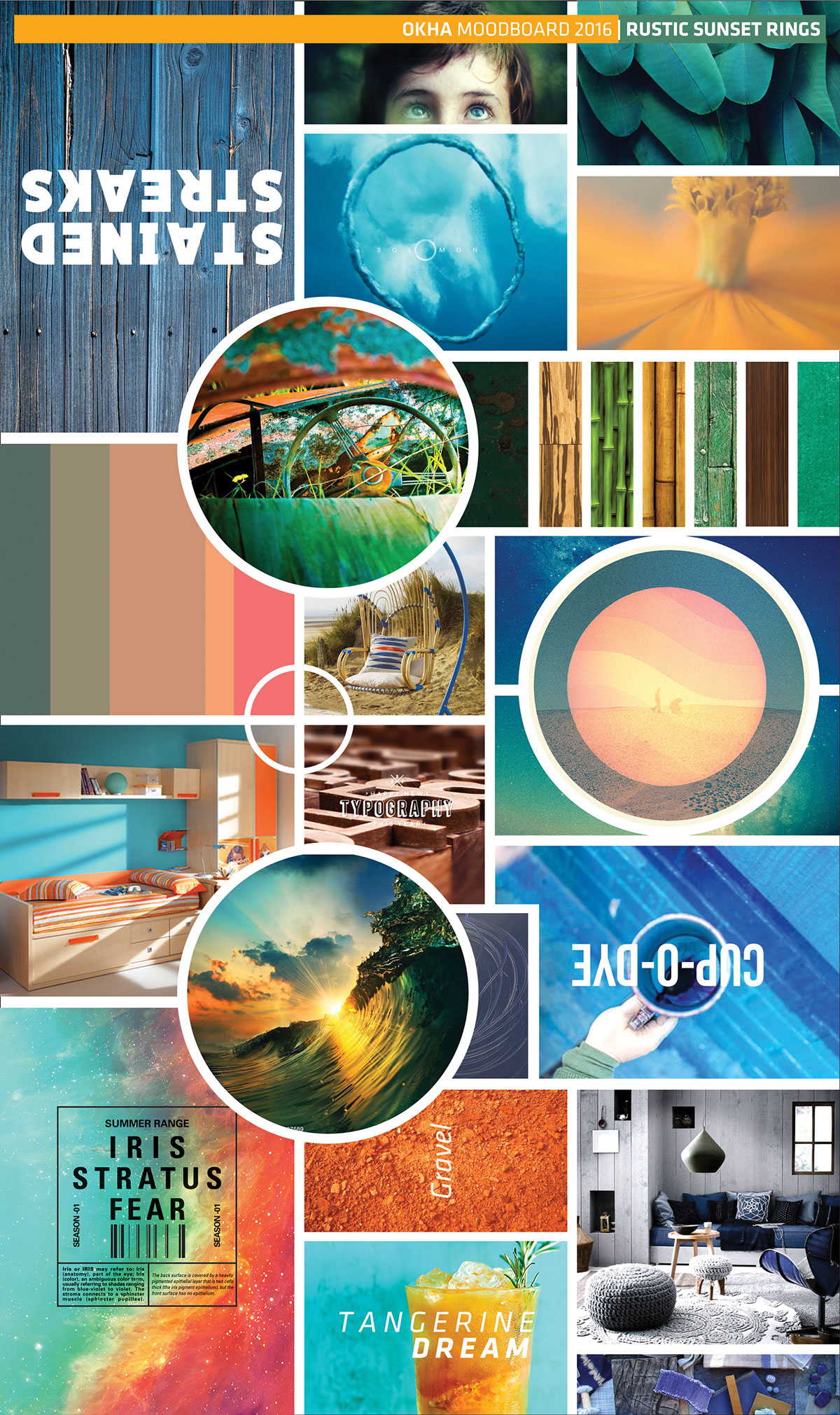 vibrant veneer acoustic Amber sunset blues Meadows Woven moodboard Collection