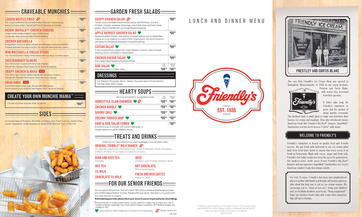 menu design food photography diner restaurant friendlys ice cream breakfast type Retro Classic