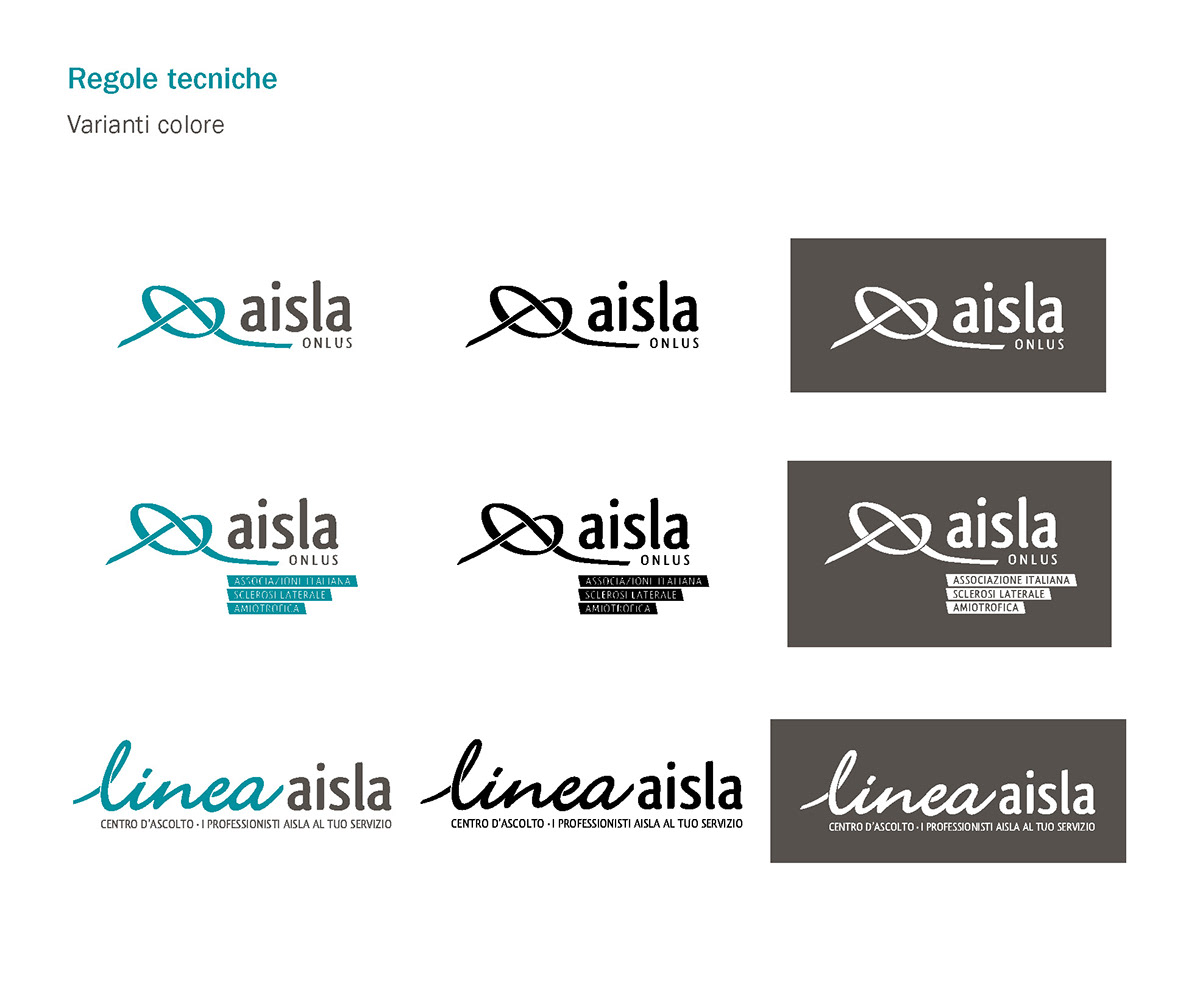 brand Association AISLA   onlus help SLA thesis logo corporate image Multimedia  print cards knot line ribbon