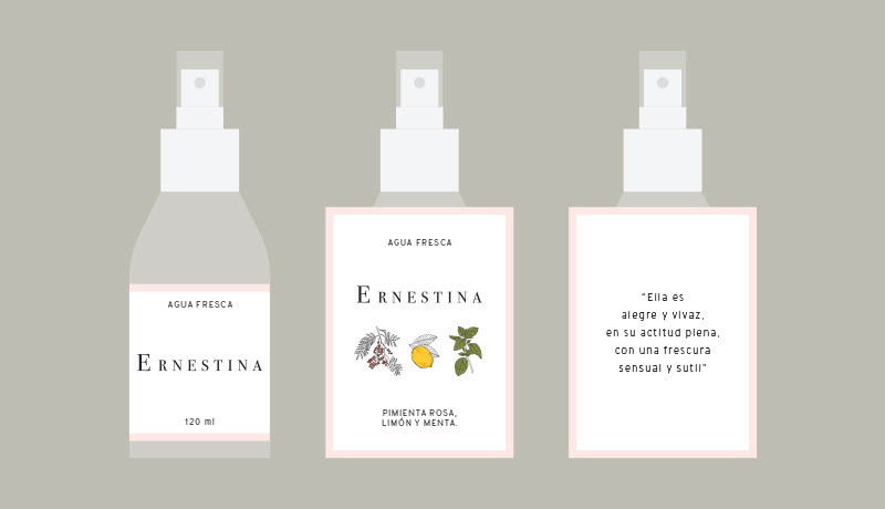 perfume Pack bag ILLUSTRATION  pink mint lemon pepper brand