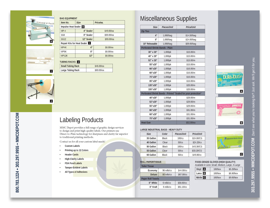 catalog design charts/tables Price Lists business to business