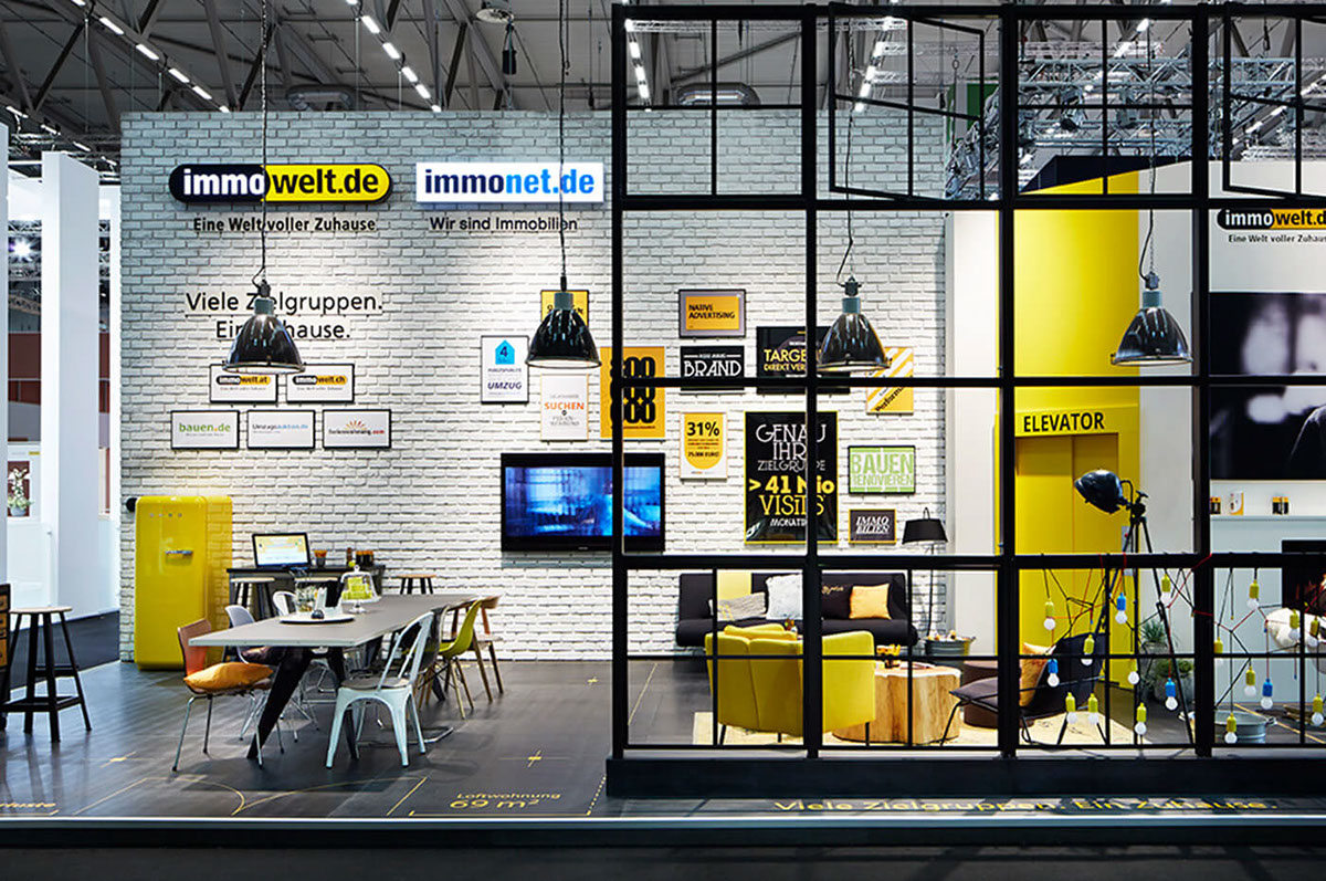 + messestand + + messedesign + + messe + + convention + + mailing + + immowelt + + yellow + + Graphic Design + event design