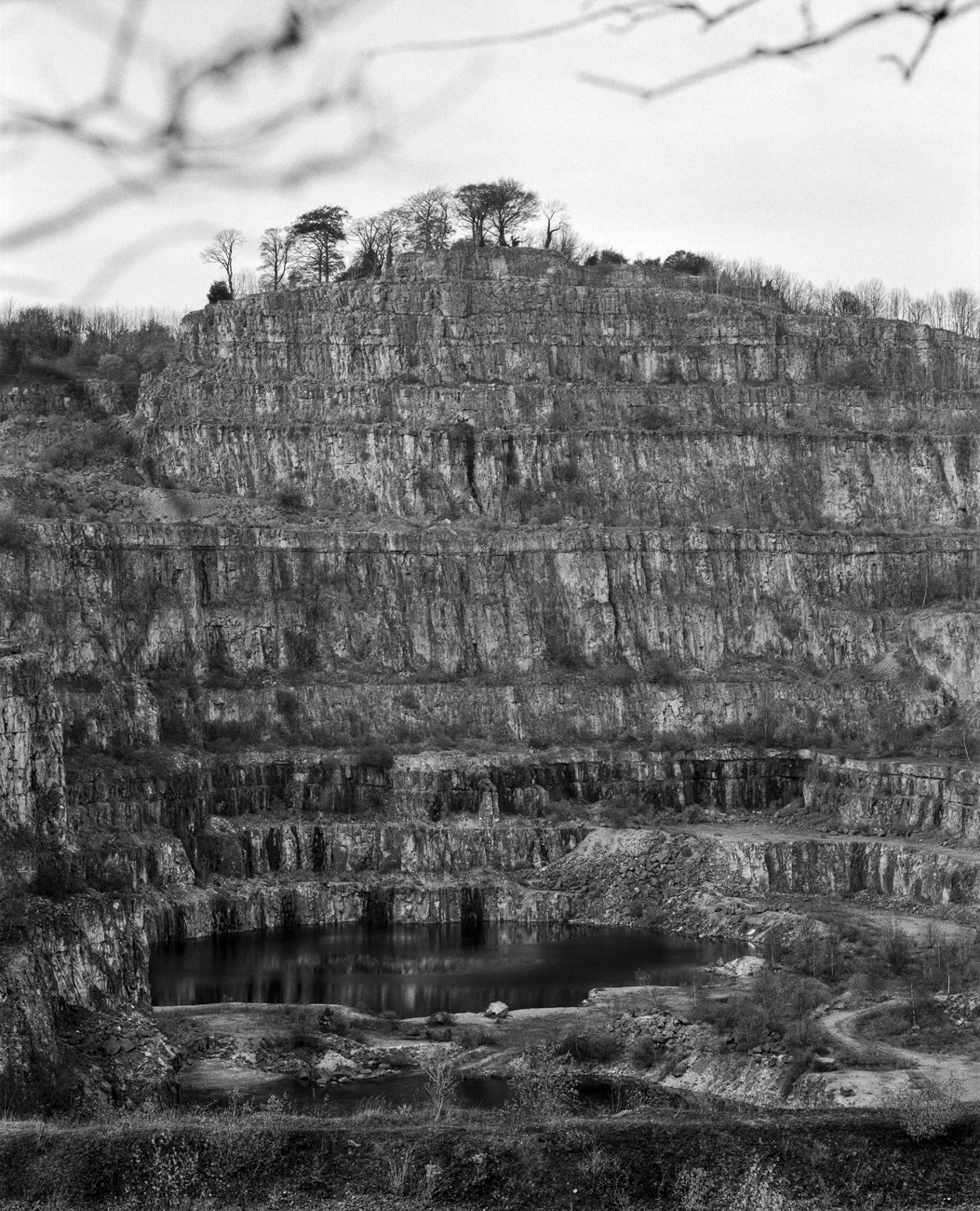 6x7 Analogue black and white ILFORD medium format quarry rocks texture
