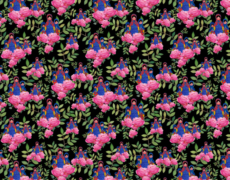 Adobe Photoshop black prints floral pattern hand drawn motifs and patterns print design  seamless Surface Pattern surface pattern design textile design 