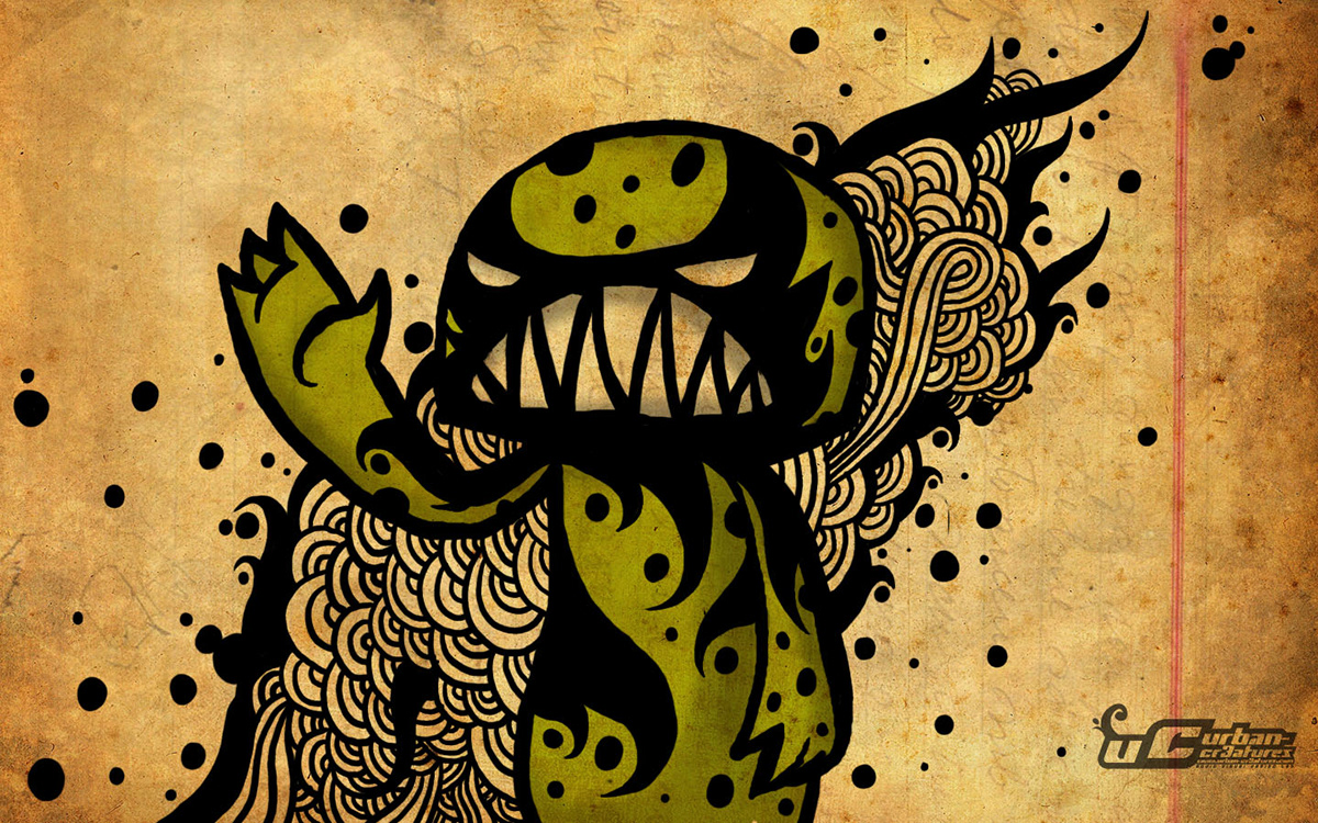 green  creatures  Monsters   graphic design