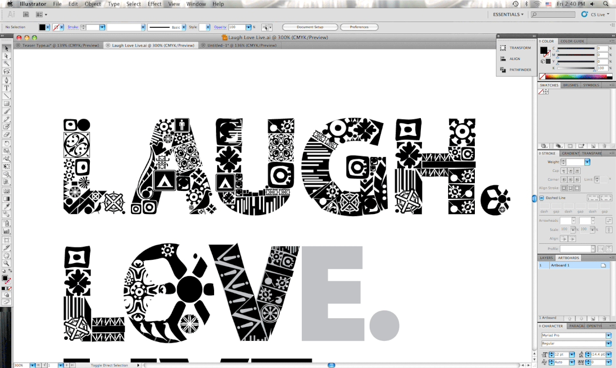 pattern  text Typeface design