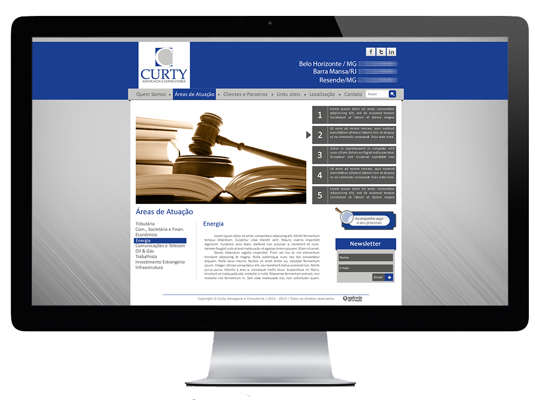 site Web site advocacia Curty