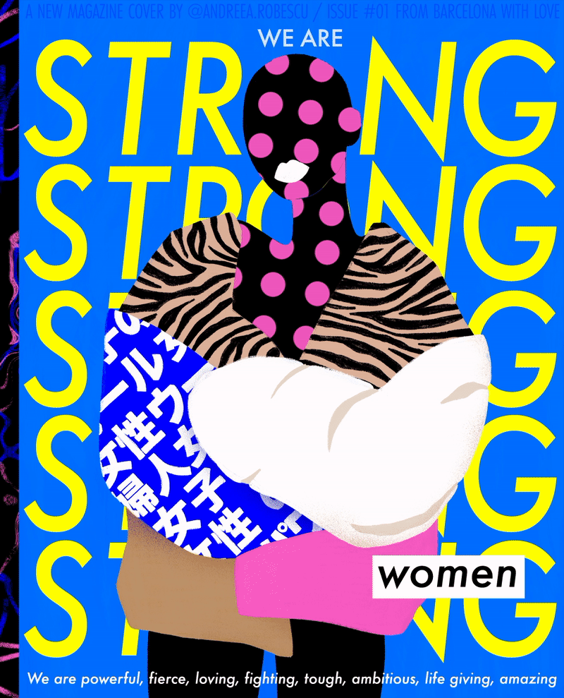Girl Power women animation  Moving Posters typography   fashion illustration Magazine Cover Editorial Illustration feminist japanese illustration