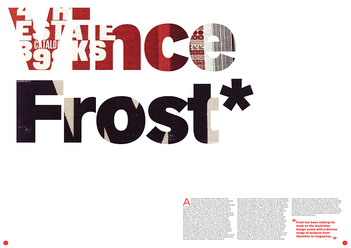 Vince Frost vince frost spread DPS Double Page Spread Layout magazine type creative mitchell gracey ABM staffs uni colour