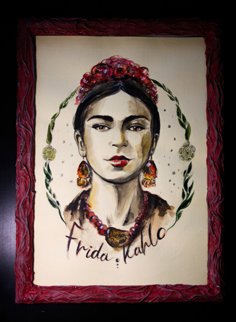 #frida #kahlo #portret #Watercolor #illustration business card #card #yuliabrush #graphic design #draw  #artist  #red  