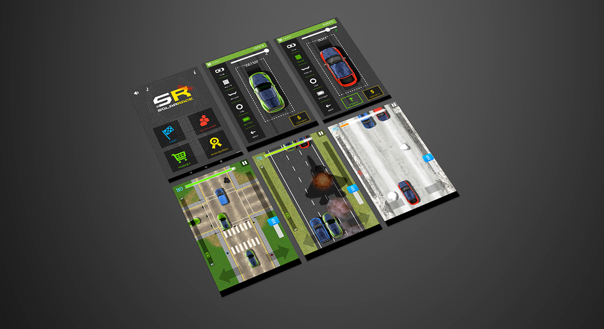 extreme solar race ui design ios android smartphone game app